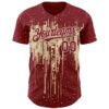 Custom Crimson Cream Dripping Splatter Paint Authentic Baseball Jersey