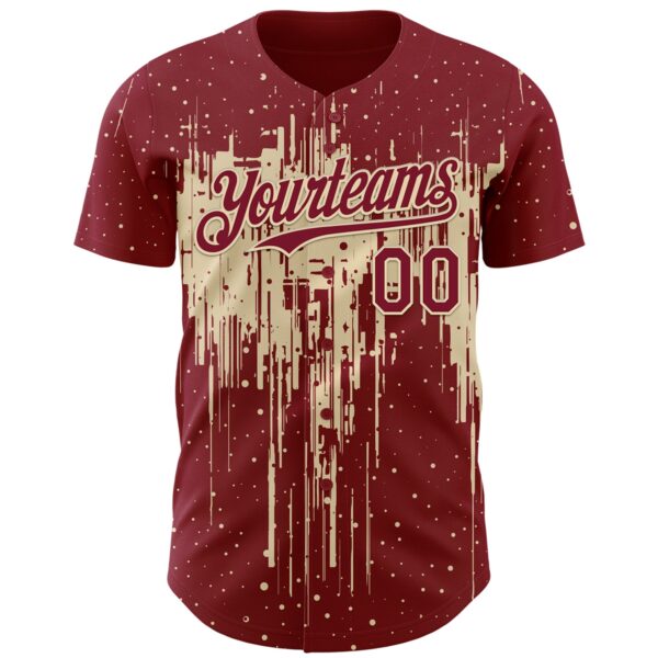 Custom Crimson Cream Dripping Splatter Paint Authentic Baseball Jersey