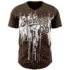 Custom Brown White Dripping Splatter Paint Authentic Baseball Jersey