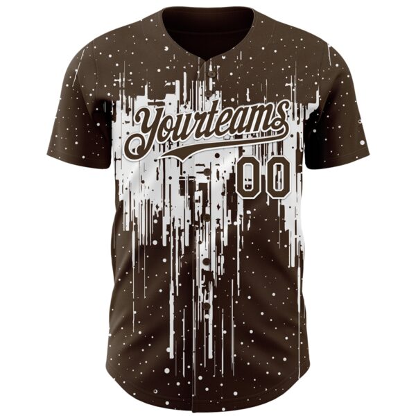 Custom Brown White Dripping Splatter Paint Authentic Baseball Jersey