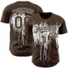 Custom Brown White Dripping Splatter Paint Authentic Baseball Jersey