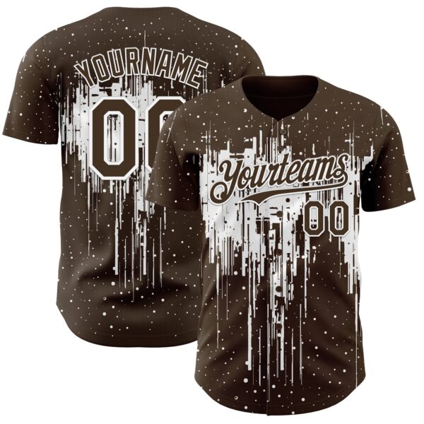 Custom Brown White Dripping Splatter Paint Authentic Baseball Jersey