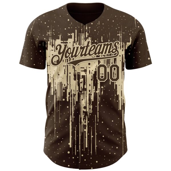 Custom Brown Cream Dripping Splatter Paint Authentic Baseball Jersey