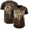 Custom Brown Cream Dripping Splatter Paint Authentic Baseball Jersey
