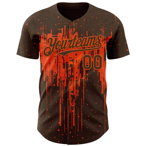 Custom Brown Orange Dripping Splatter Paint Authentic Baseball Jersey