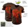 Custom Brown Orange Dripping Splatter Paint Authentic Baseball Jersey