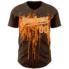Custom Brown Bay Orange-White Dripping Splatter Paint Authentic Baseball Jersey
