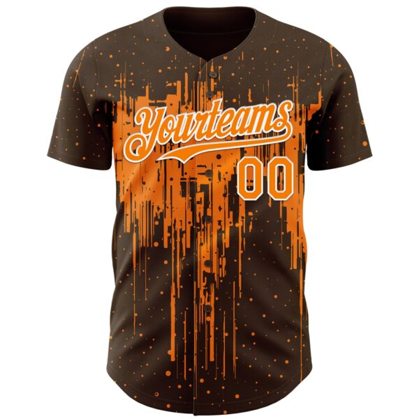 Custom Brown Bay Orange-White Dripping Splatter Paint Authentic Baseball Jersey