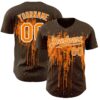 Custom Brown Bay Orange-White Dripping Splatter Paint Authentic Baseball Jersey
