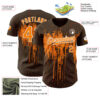 Custom Brown Bay Orange-White Dripping Splatter Paint Authentic Baseball Jersey