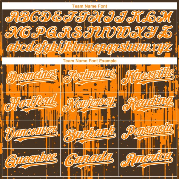 Custom Brown Bay Orange-White Dripping Splatter Paint Authentic Baseball Jersey