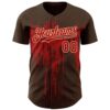 Custom Brown Red-Cream Dripping Splatter Paint Authentic Baseball Jersey