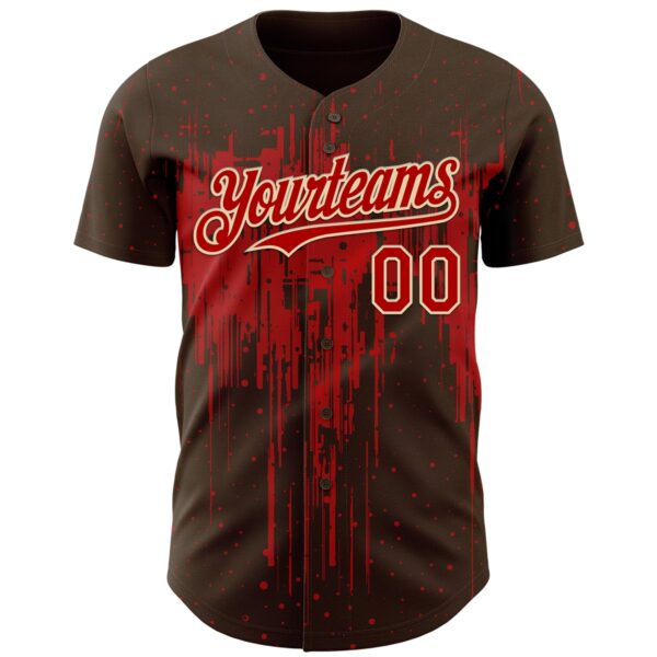 Custom Brown Red-Cream Dripping Splatter Paint Authentic Baseball Jersey
