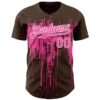Custom Brown Pink-White Dripping Splatter Paint Authentic Baseball Jersey