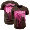 Custom Brown Pink-White Dripping Splatter Paint Authentic Baseball Jersey