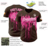 Custom Brown Pink-White Dripping Splatter Paint Authentic Baseball Jersey