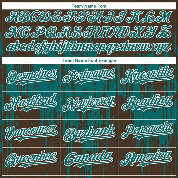Custom Brown Teal-White Dripping Splatter Paint Authentic Baseball Jersey