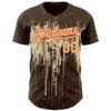 Custom Brown Cream-Orange Dripping Splatter Paint Authentic Baseball Jersey