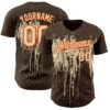 Custom Brown Cream-Orange Dripping Splatter Paint Authentic Baseball Jersey