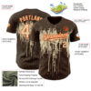 Custom Brown Cream-Orange Dripping Splatter Paint Authentic Baseball Jersey