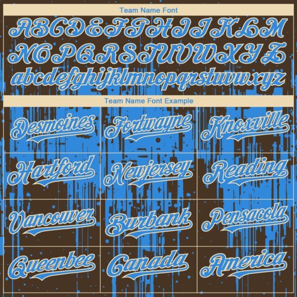 Custom Brown Powder Blue-Cream Dripping Splatter Paint Authentic Baseball Jersey