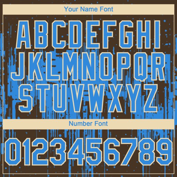 Custom Brown Powder Blue-Cream Dripping Splatter Paint Authentic Baseball Jersey