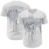 Custom White Gray Dripping Splatter Paint Authentic Baseball Jersey