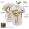 Custom White Old Gold Dripping Splatter Paint Authentic Baseball Jersey