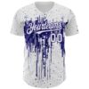 Custom White Dark Purple Dripping Splatter Paint Authentic Baseball Jersey
