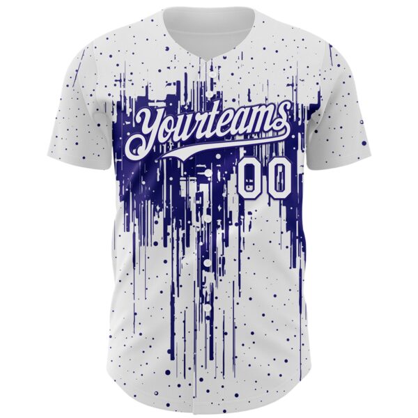 Custom White Dark Purple Dripping Splatter Paint Authentic Baseball Jersey