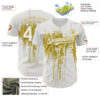 Custom White Old Gold Dripping Splatter Paint Authentic Baseball Jersey