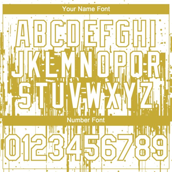 Custom White Old Gold Dripping Splatter Paint Authentic Baseball Jersey