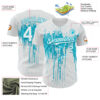 Custom White Lakes Blue Dripping Splatter Paint Authentic Baseball Jersey