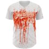 Custom White Orange Dripping Splatter Paint Authentic Baseball Jersey