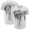 Custom White Steel Gray Dripping Splatter Paint Authentic Baseball Jersey