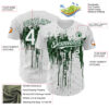 Custom White Green Dripping Splatter Paint Authentic Baseball Jersey