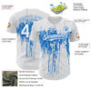 Custom White Powder Blue Dripping Splatter Paint Authentic Baseball Jersey