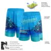 Custom Light Blue Lakes Blue-White 3D Pattern Hawaii Beach Island And Ship Authentic Basketball Shorts