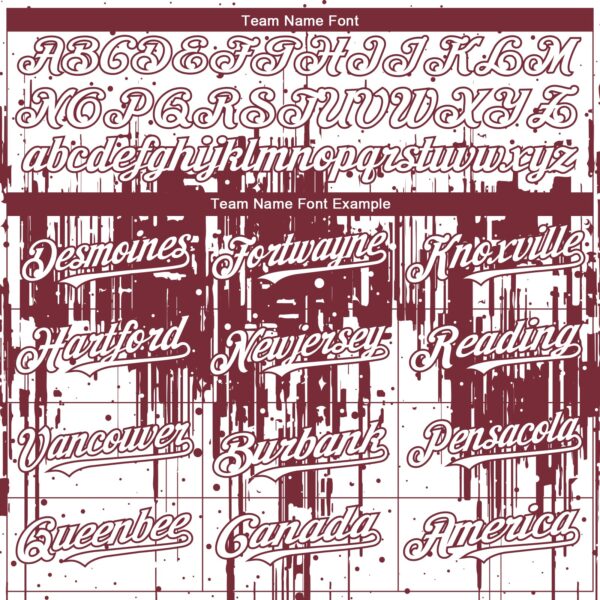 Custom White Burgundy Dripping Splatter Paint Authentic Baseball Jersey