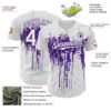 Custom White Purple Dripping Splatter Paint Authentic Baseball Jersey