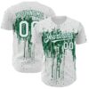 Custom White Kelly Green Dripping Splatter Paint Authentic Baseball Jersey