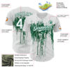 Custom White Kelly Green Dripping Splatter Paint Authentic Baseball Jersey