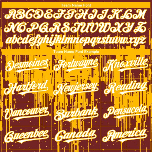 Custom Burgundy White-Gold Dripping Splatter Paint Authentic Baseball Jersey