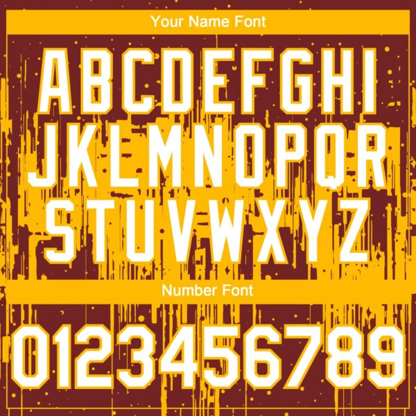 Custom Burgundy White-Gold Dripping Splatter Paint Authentic Baseball Jersey