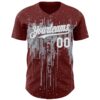 Custom Burgundy White-Gray Dripping Splatter Paint Authentic Baseball Jersey
