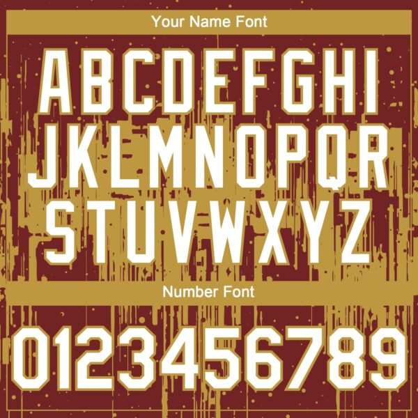 Custom Burgundy White-Old Gold Dripping Splatter Paint Authentic Baseball Jersey