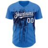 Custom Powder Blue White-Navy Dripping Splatter Paint Authentic Baseball Jersey