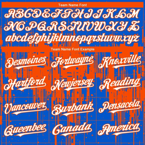 Custom Thunder Blue White-Orange Dripping Splatter Paint Authentic Baseball Jersey