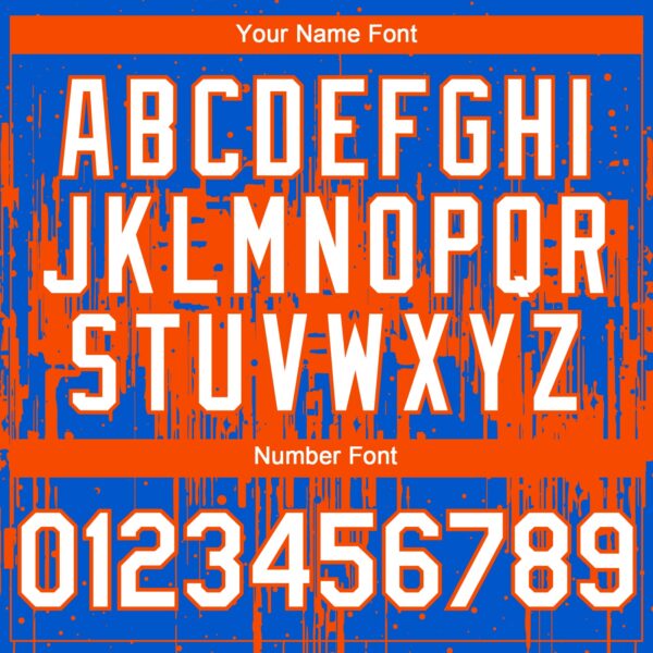 Custom Thunder Blue White-Orange Dripping Splatter Paint Authentic Baseball Jersey