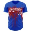 Custom Thunder Blue White-Red Dripping Splatter Paint Authentic Baseball Jersey